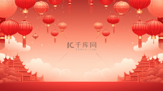 喜庆节日红色边框背景图片_中国风节日喜庆气球背景2