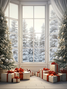 白色窗户圣诞节日装饰19