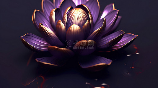 优雅背景图片_立体的莲花紫色金边花瓣11