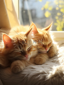 猫睡觉背景图片_窗台两只可爱的小猫18