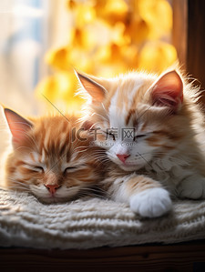 猫睡觉背景图片_窗台两只可爱的小猫1