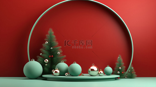 圣诞节背景图片_圣诞节主题绿色电商背景5