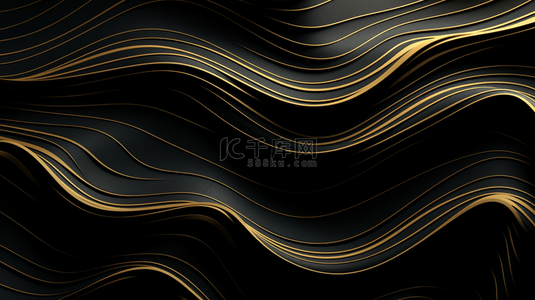 黑金曲线波纹质感背景11