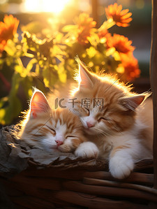 猫睡觉背景图片_窗台两只可爱的小猫11