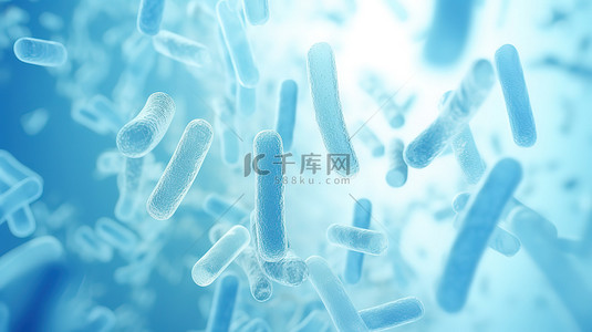 细菌蓝色背景图片_蓝色背景上的大肠杆菌1