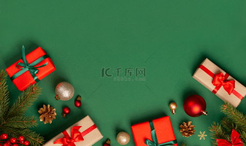 圣诞节背景图片_圣诞元素圣诞节节日绿色纯色背景