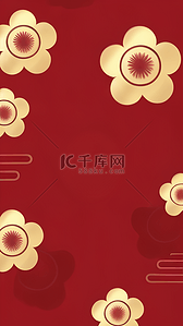 红红梅花背景图片_中国风新年通用红金梅花背景