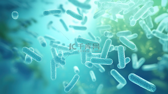 细菌蓝色背景图片_蓝色背景上的大肠杆菌2