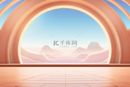 欧式拱形背景图片_欧式风穹顶大厅创意背景5