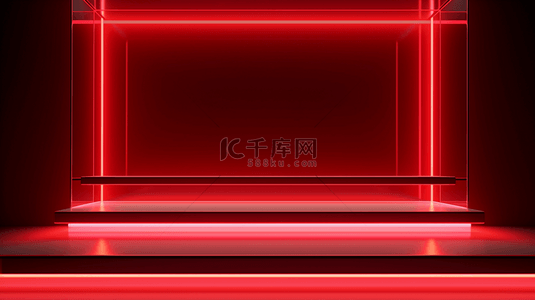 红色立体简约背景图片_红色现代感光效舞台创意背景32