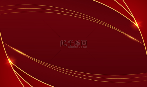 红色简约鎏金线条企业年会背景