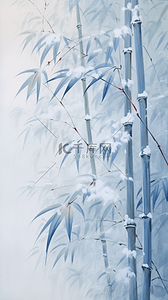 雪背景图片_国画风格冬天竹子背景7