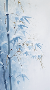 雪背景图片_国画风格冬天竹子背景2