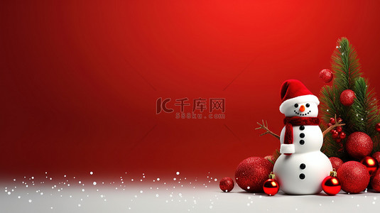 圣诞节背景图片_带有圣诞装饰雪人壁纸8