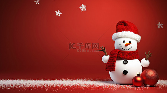 圣诞节背景图片_带有圣诞装饰雪人壁纸18