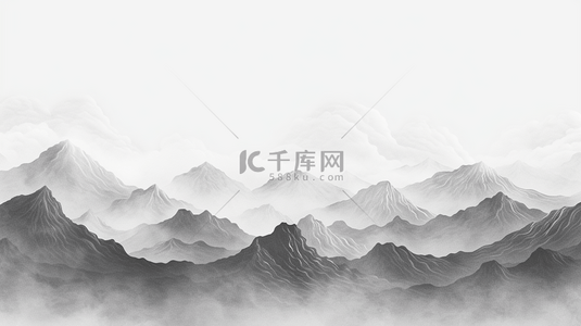 黑白线稿怪兽背景图片_简约黑白线条条纹纹理山脉背景13