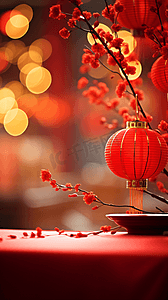 新年祈福丝带摄影照片_中国春节除夕红灯笼