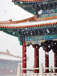 大雪故宫背景图片_冬天红墙瓦檐下雪大雪18