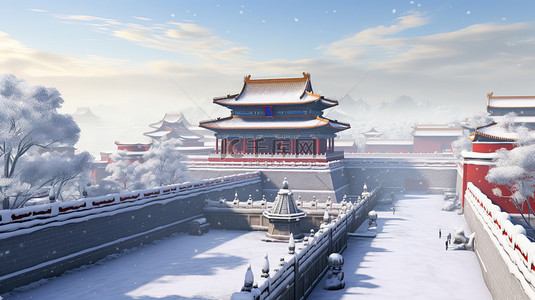 冬天背景图片_大雪紫禁城被雪覆盖20背景图片