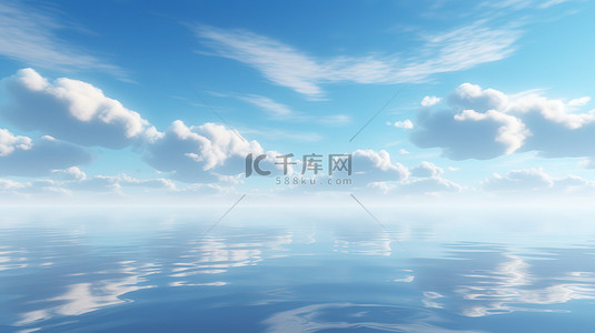 天空之镜背景图片_蓝天白云天空海水一色3背景素材