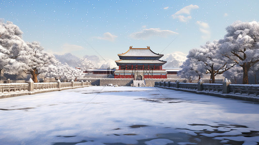 紫禁城背景图片_大雪紫禁城被雪覆盖4设计