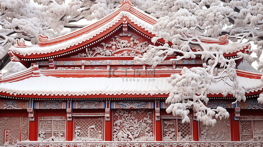 初雪背景图片_紫禁城故宫大雪纷飞2素材