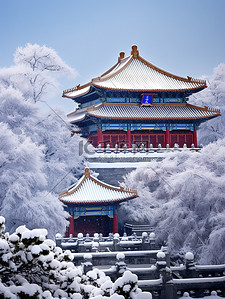 雪景设计背景图片_故宫宏伟建筑的雪景15设计