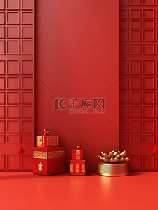 新年礼物背景图片_红色大气新年背景5