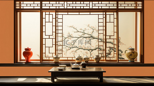 中式装饰茶室窗户13