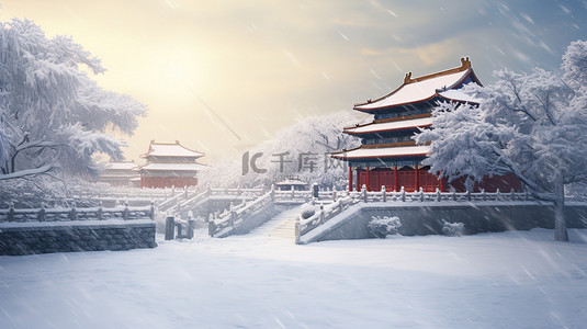 紫禁城背景图片_大雪紫禁城被雪覆盖6设计图