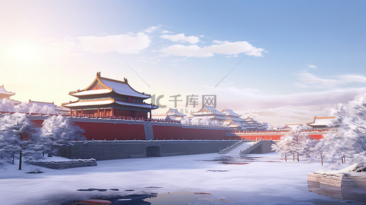 冬天背景图背景图背景图片_大雪紫禁城被雪覆盖19背景图