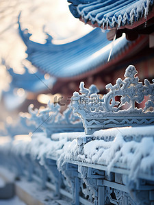 冬天背景图片_冬天下雪的故宫特写3图片