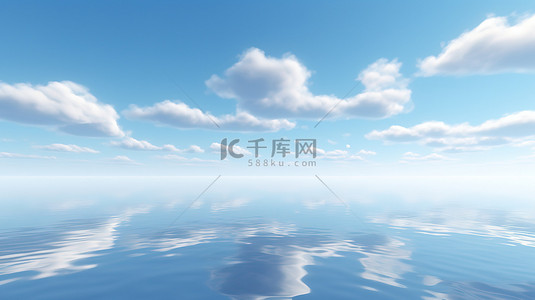 天空之镜背景图片_蓝天白云天空海水一色13设计图