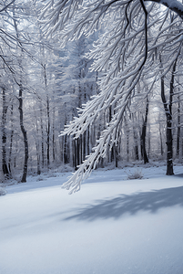 下雪天树林里的积雪图片11