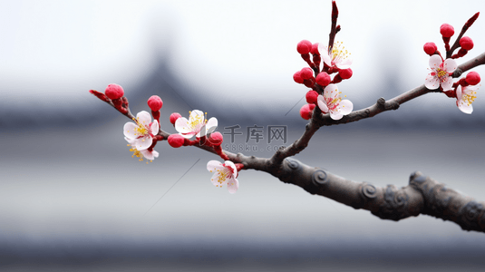 盛开的梅花背景图片_故宫中盛开的一枝梅花图片3