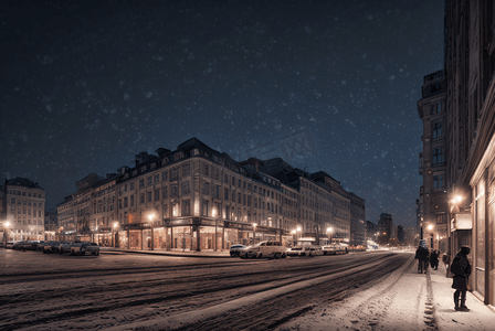 冬季下雪城市夜景摄影图99