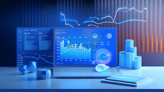 蓝色科技感电脑背景图片_蓝色科技感金融数据分析图片6