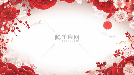 红色中国风新年梅花装饰背景6
