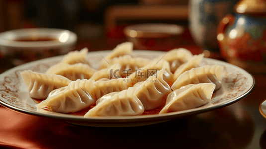 春节一盘水饺美食背景12