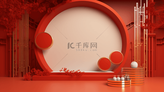 红色中国风古典年货节背景24