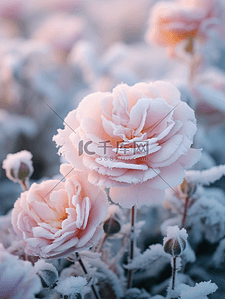写实冬天结冰冰花花朵背景(48)