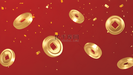 国风喜庆中国年新年金币铜钱背景