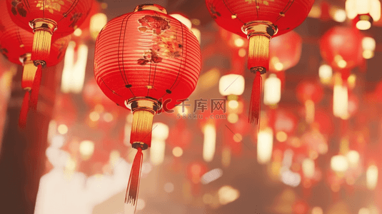 红色新年中国年喜庆灯笼背景背景素材