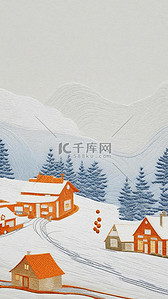 肌理背景图片_室内装饰画冬天风景雪地小屋背景