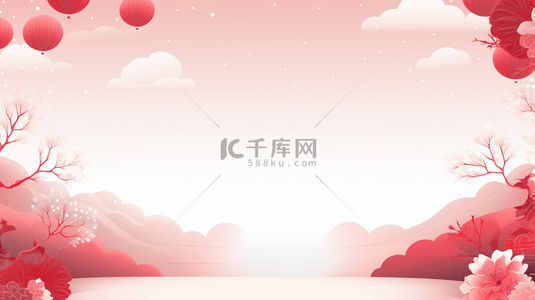 红色中国风新年梅花装饰背景17
