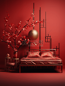 中国风喜庆装饰卧室图片21