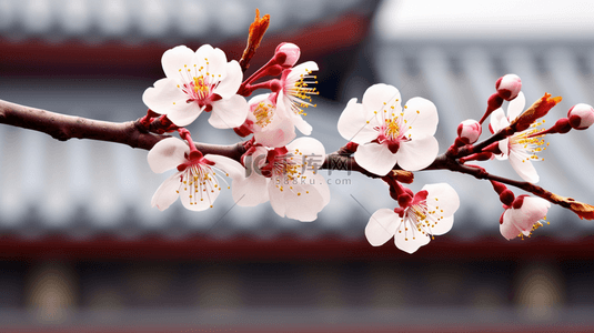 盛开的梅花背景图片_故宫中盛开的一枝梅花图片6