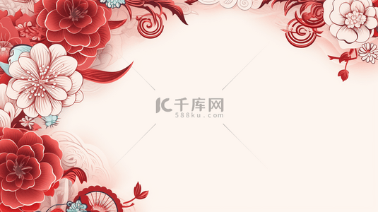 红色中国风新年梅花装饰背景7