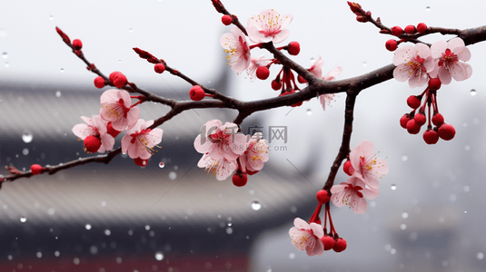 盛开的梅花背景图片_故宫中盛开的一枝梅花图片16