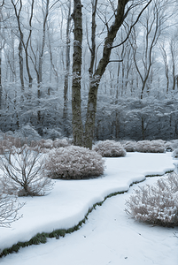下雪天树林里的积雪图片13